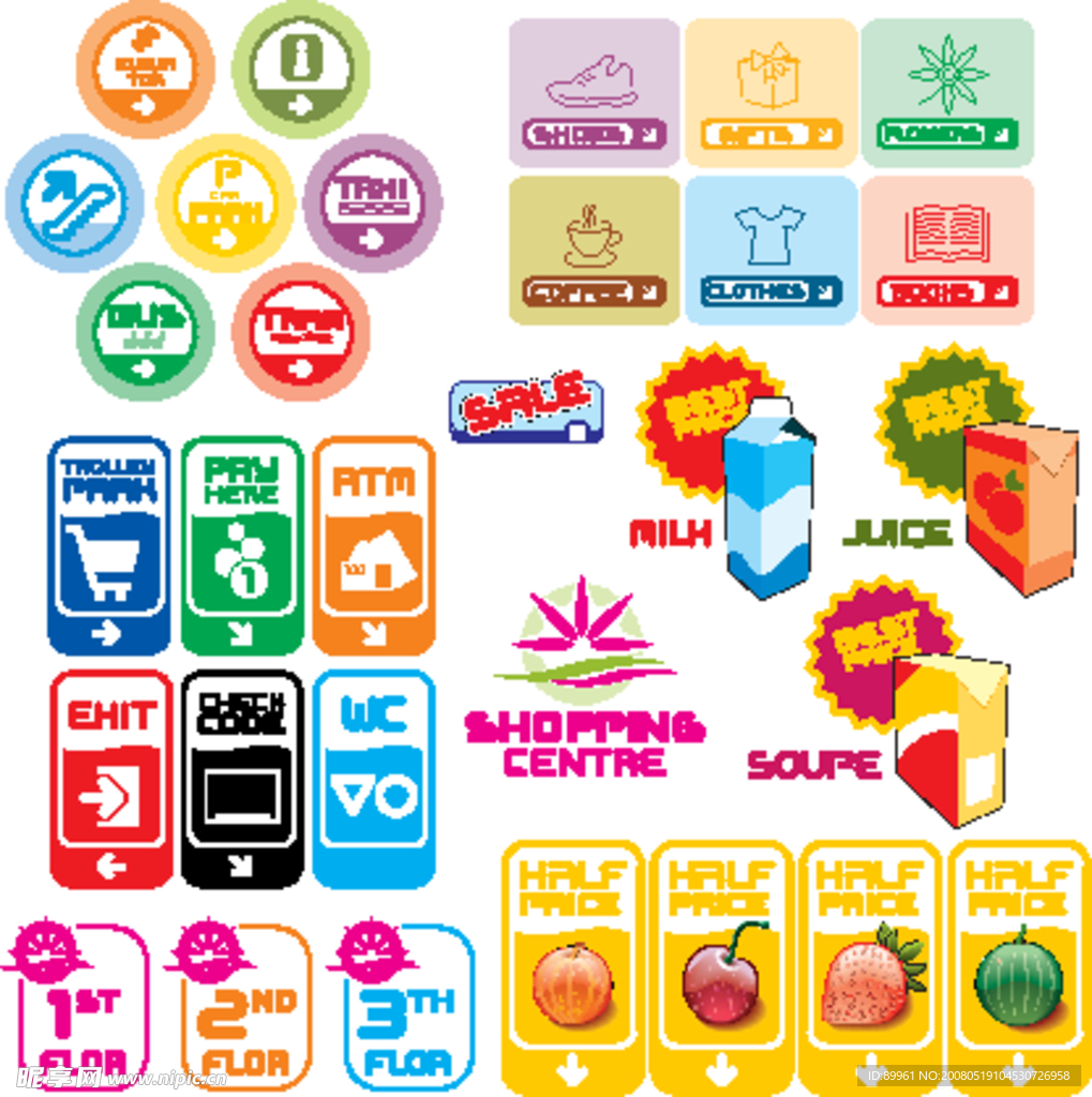 购物中心矢量指示标志图