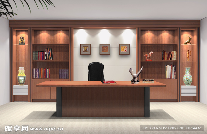 经理 办公室背景墙3d模型