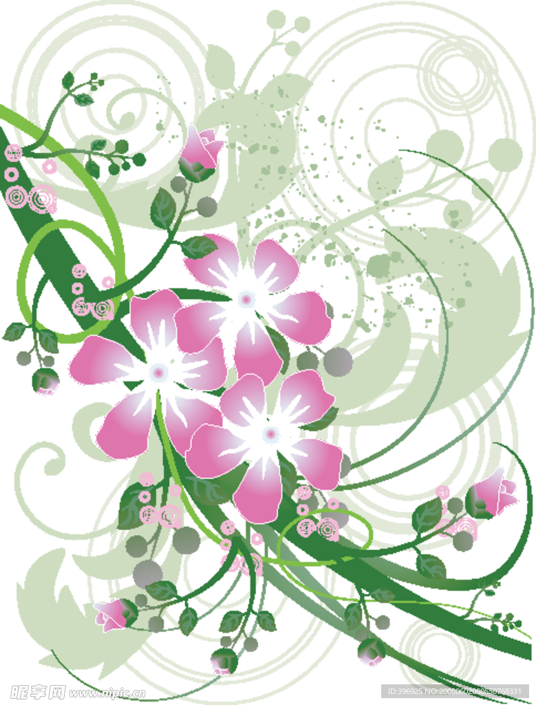 手绘花朵花纹矢量素材