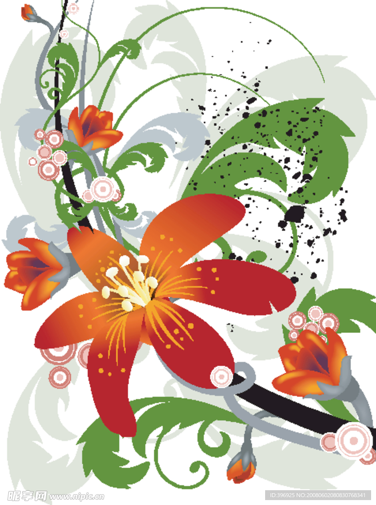 手绘花朵花纹矢量素材