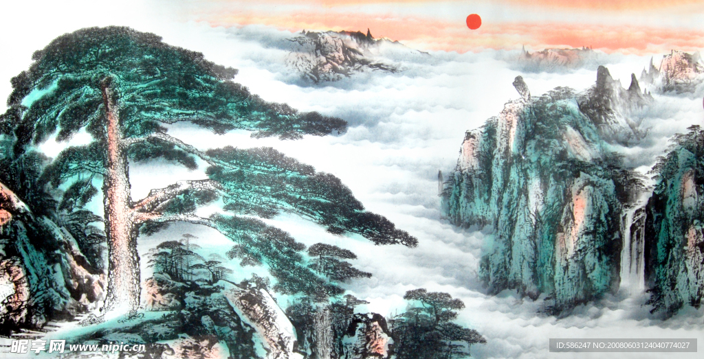 国画迎客松