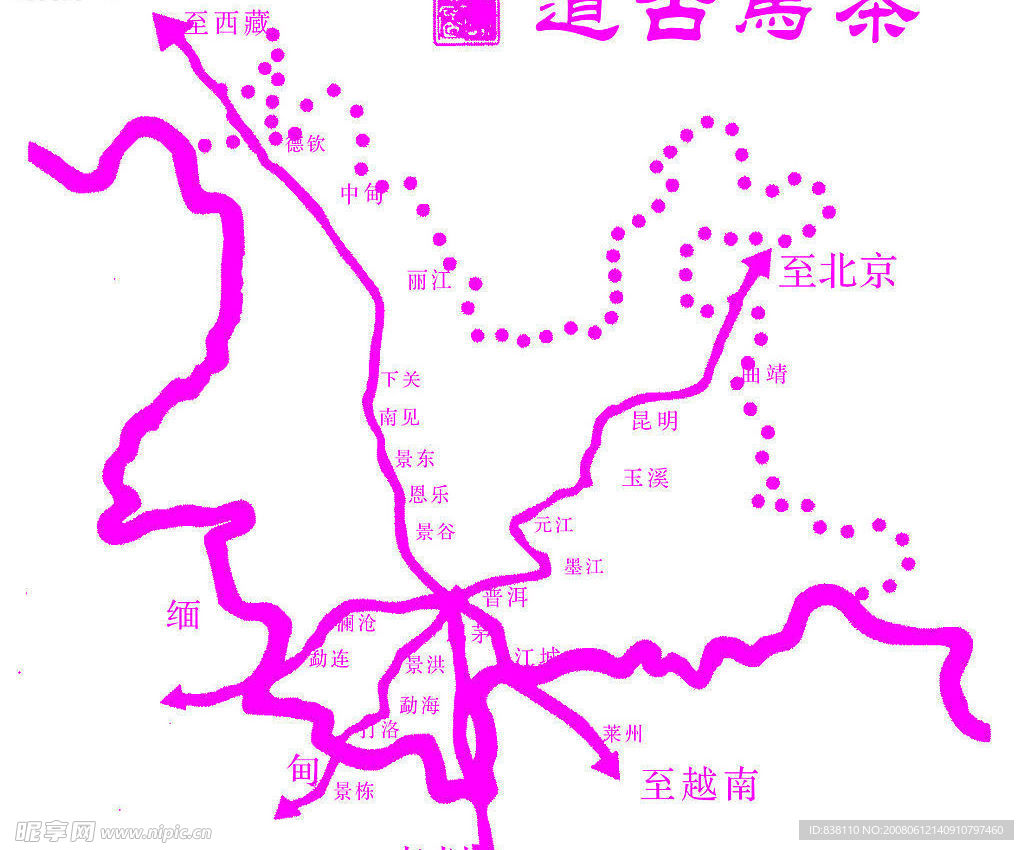 茶马古道矢量图
