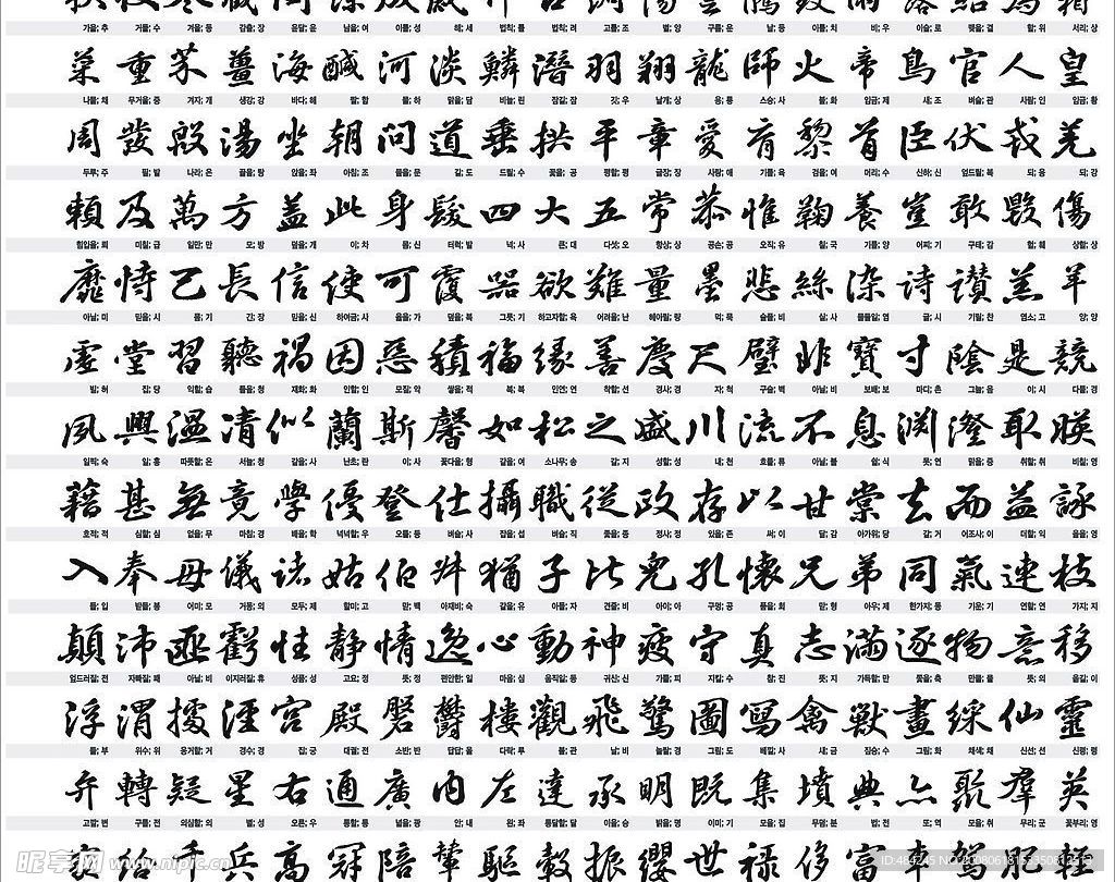 1000种矢量书法字