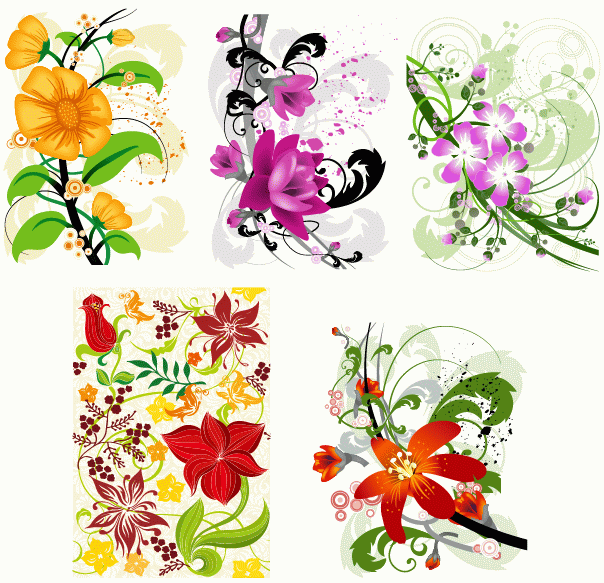 手绘花朵花纹矢量图