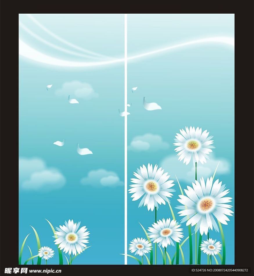 CDR9矢量小白菊移门背景图案