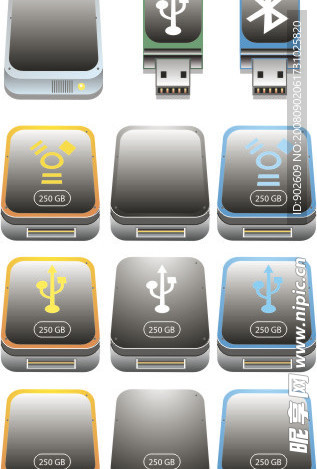 USB移动储存设备矢量图标素材
