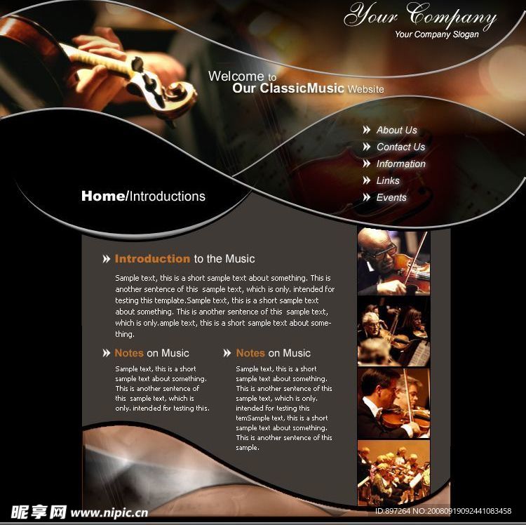 小提琴音乐网站模板(HTML PSD)附带字体
