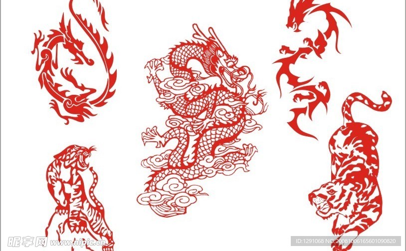 图腾龙虎矢量图