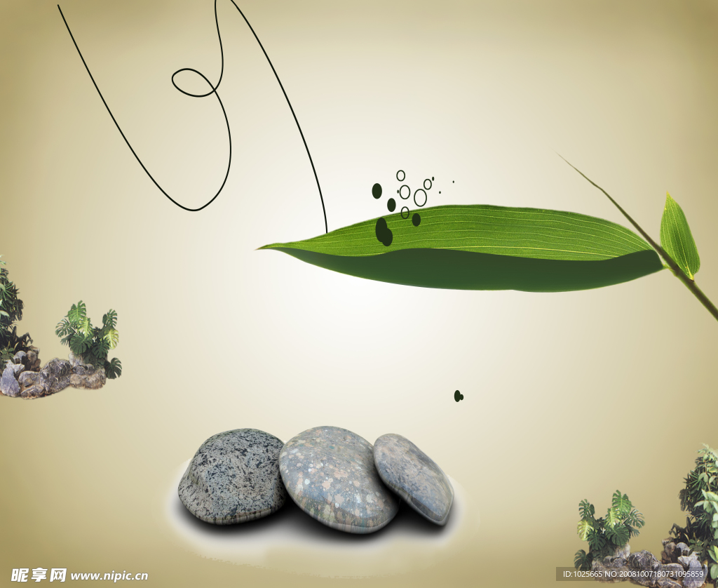 移门图片 石头  树叶