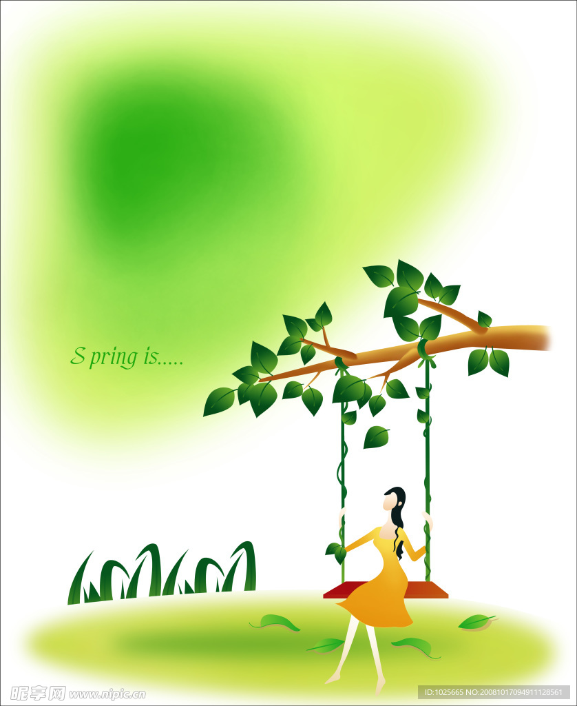 移门图片  女孩  秋千