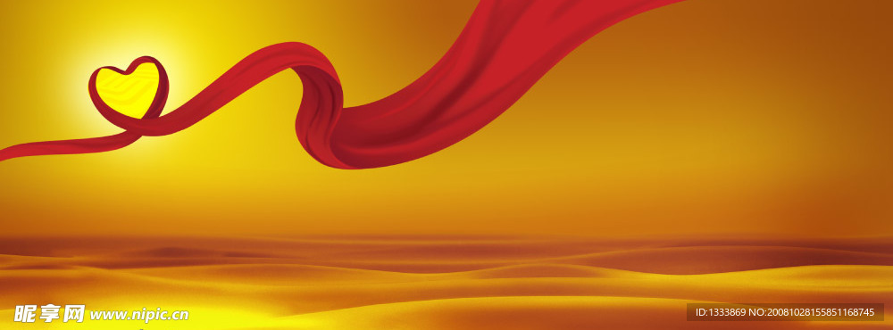 心形红绸背景底图