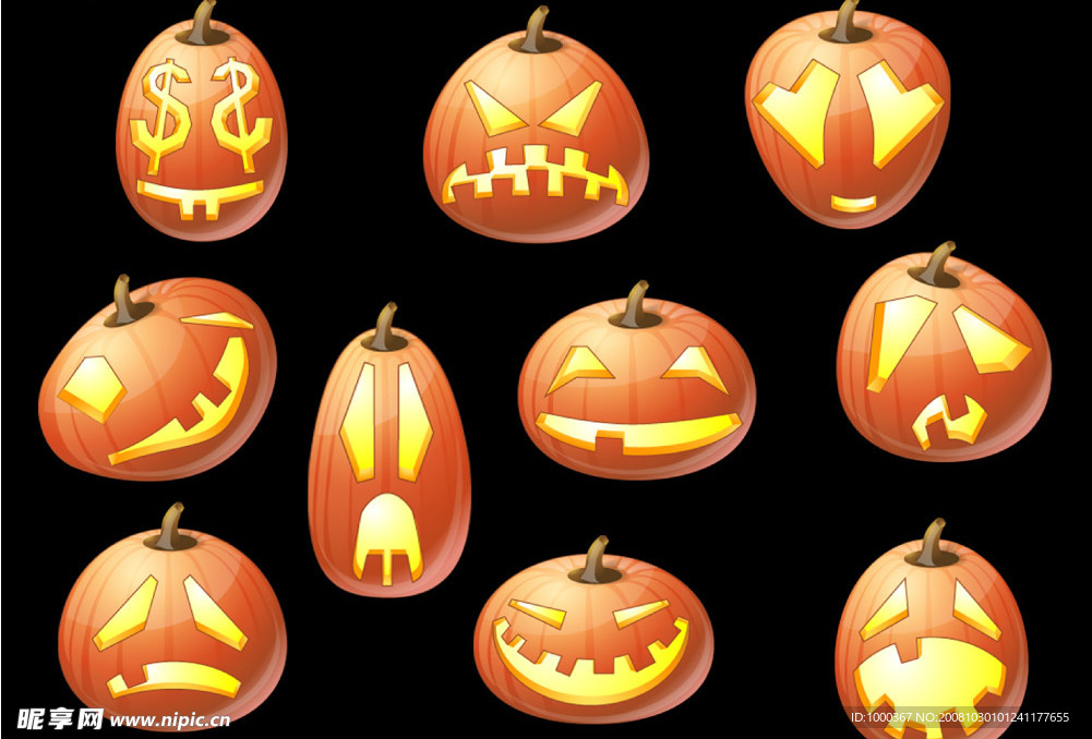 vista风格万圣节南瓜表情图标
