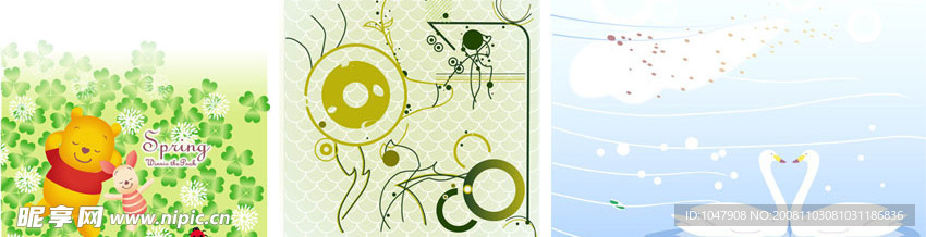 三款移门图案(小熊 抽象点线  白鹅 )