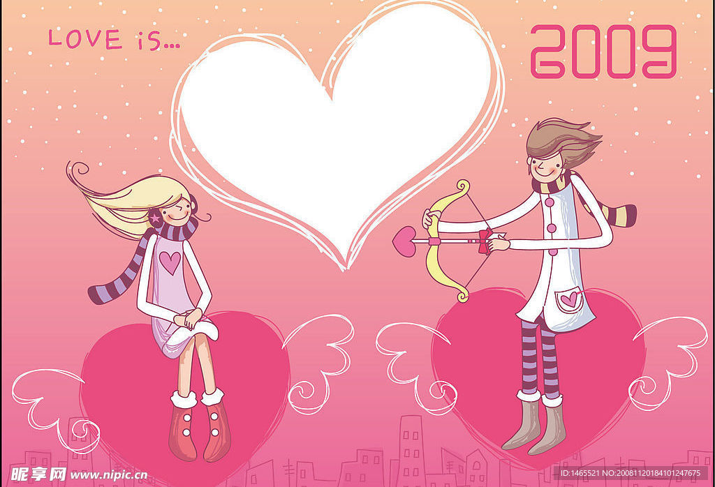 精美矢量2009情侣台历
