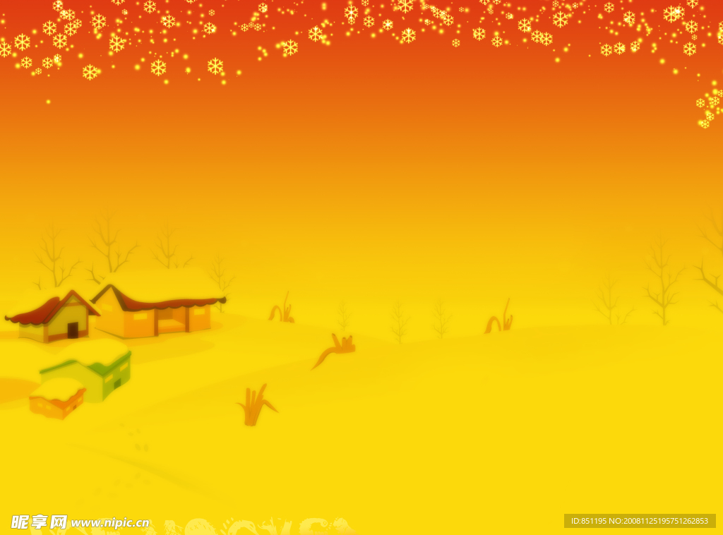 背景底图雪花房子