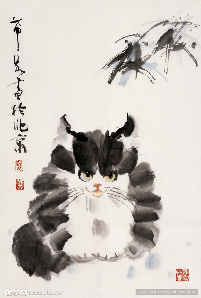 庞希泉现代国画~大福猫