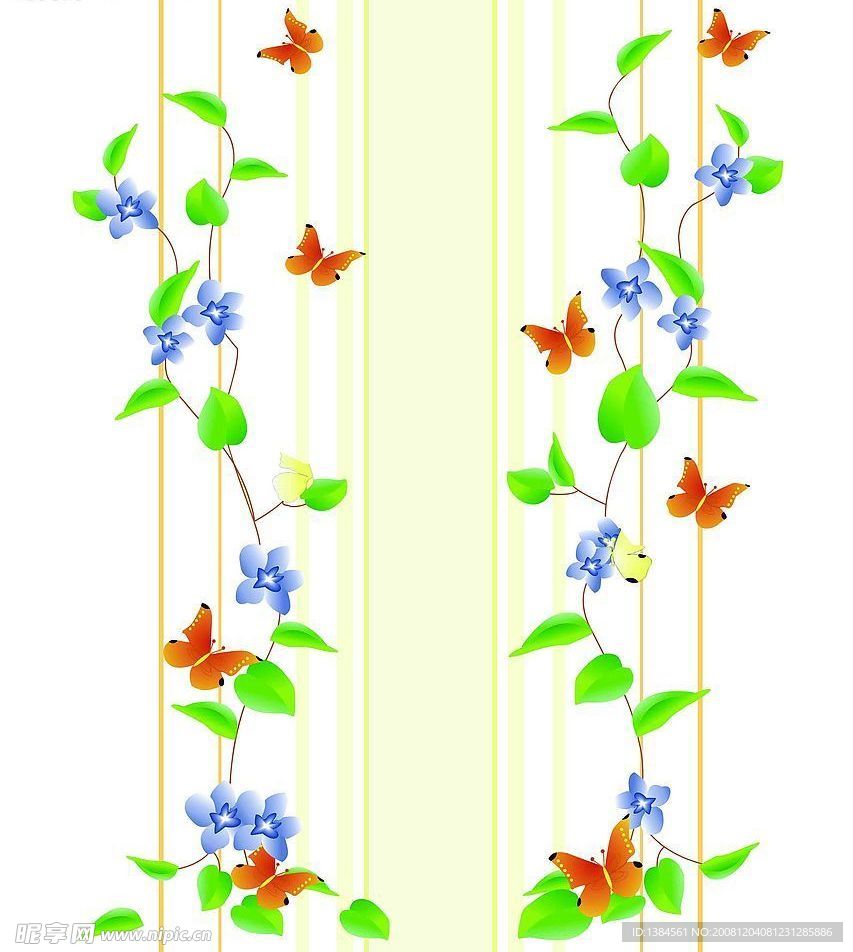 蝴蝶花纹移门图