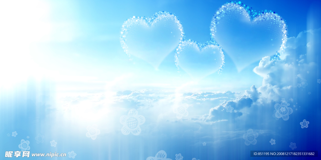 浪漫柔情蓝色心背景底图