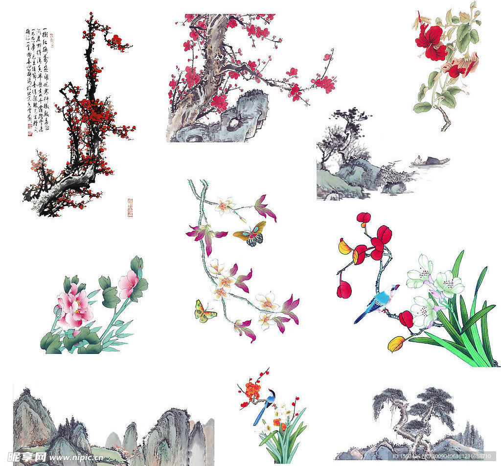 国画花组合