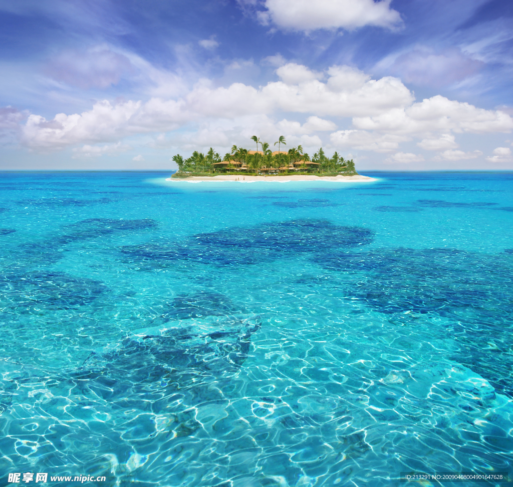 夏日海边沙滩风景