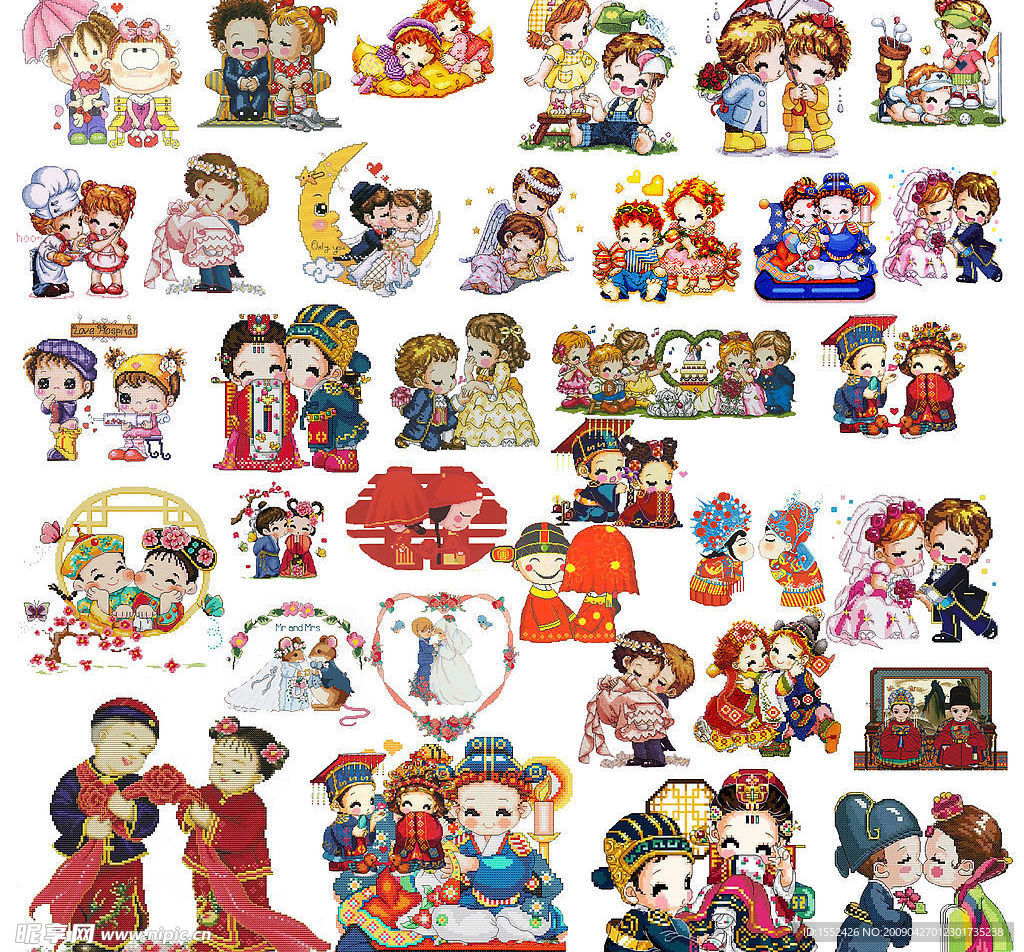 十字绣婚礼娃娃