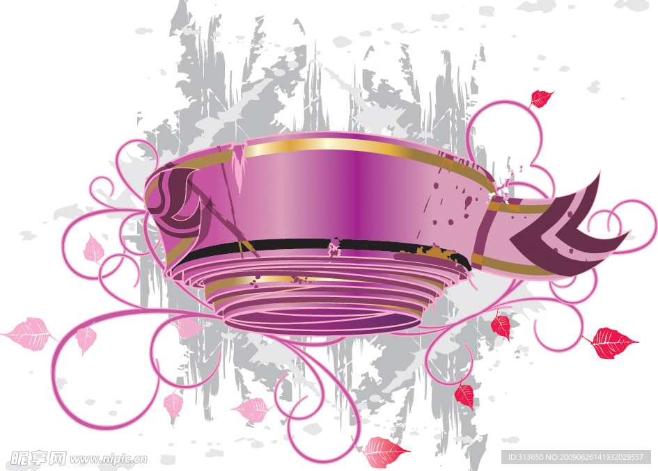 藤类花纹与丝带