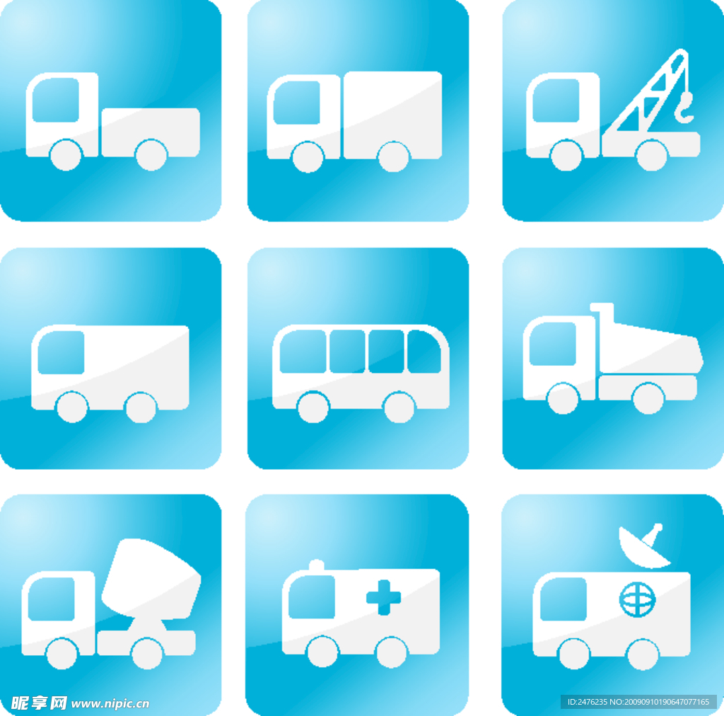 简约各种汽车图标矢量素材