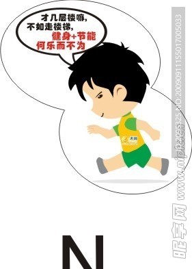 电信节能标识牌 走楼梯