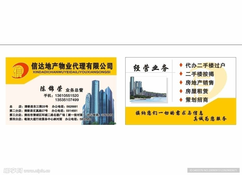 信达房地产名片