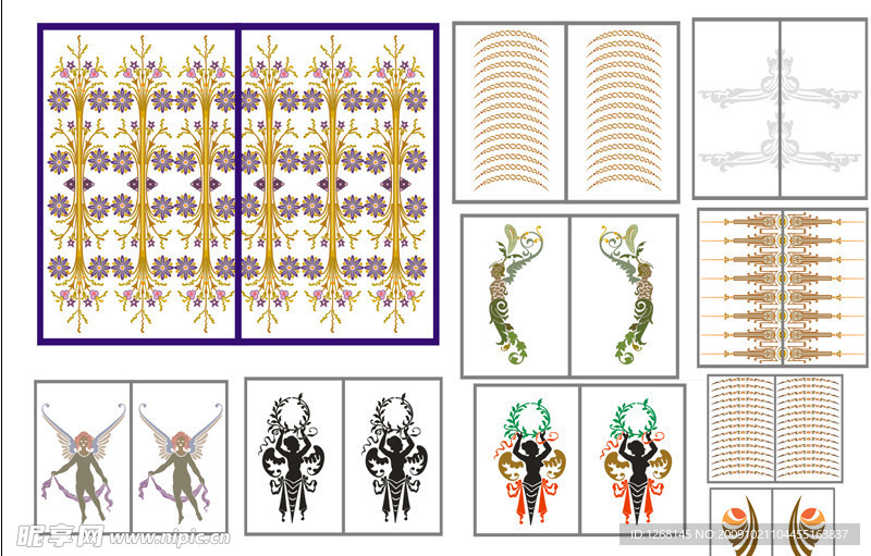 多款花纹古典移门设计图源文件下载