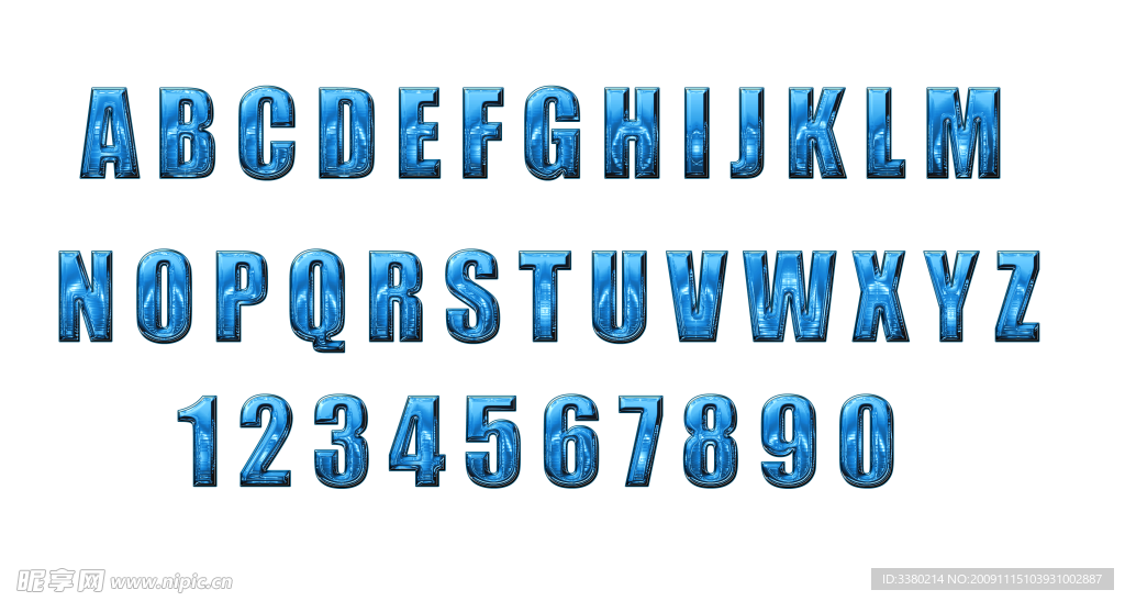 英文字母与数字蓝冰效果