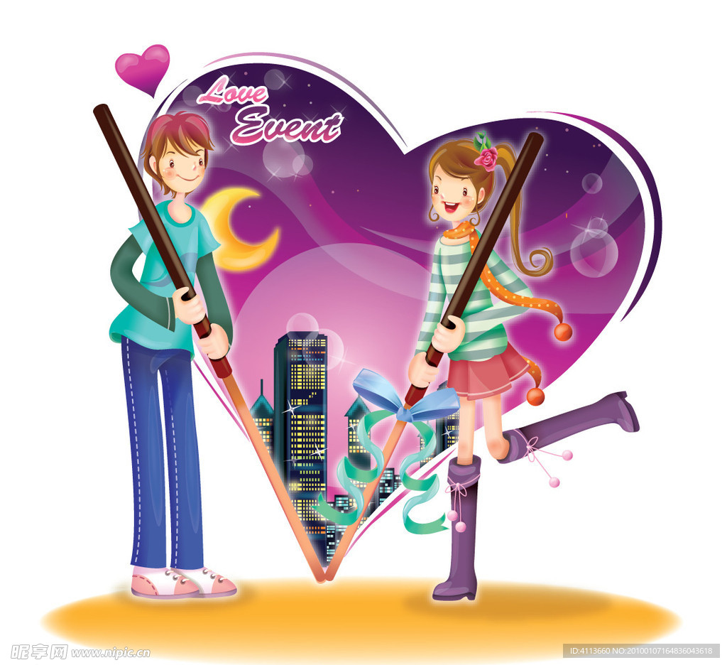 韩国风格情人节卡通