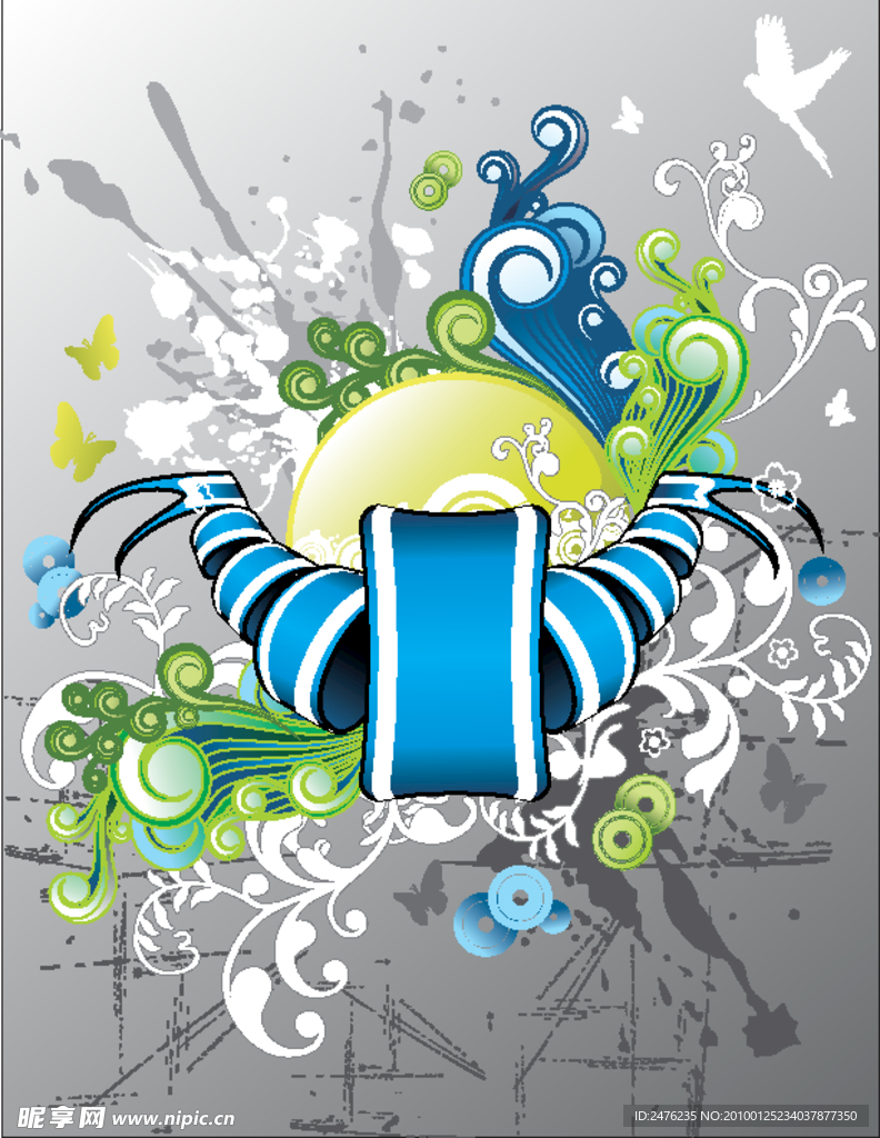 潮流元素丝带花纹矢量素材