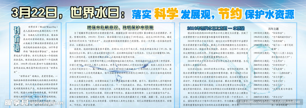 世界水日社区宣传展板