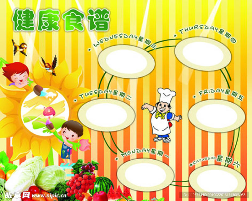 幼儿园食谱（改）KT板写真裱纸板