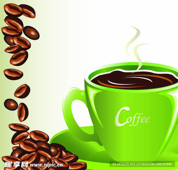 咖啡杯 咖啡豆矢量素材