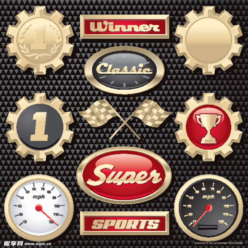 赛车主题图标矢量素材