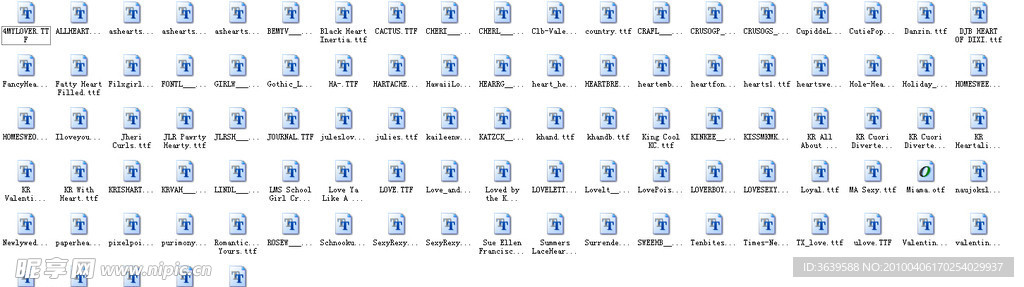 100款情人节主题英文字体