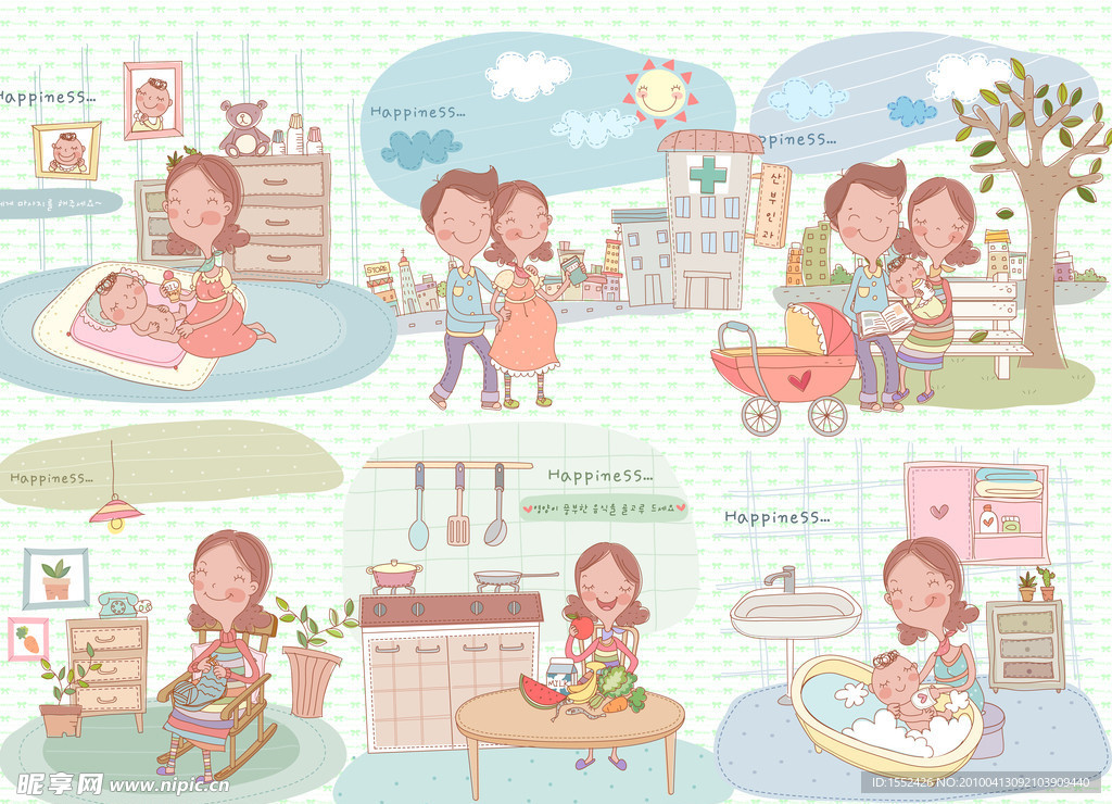 非常可爱的卡通孕妇插画