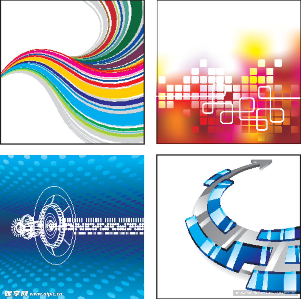 动感 线条 背景 彩虹 格子 矢量素材 名片背景