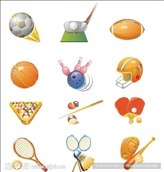 休育运动球类主题图标矢量素材