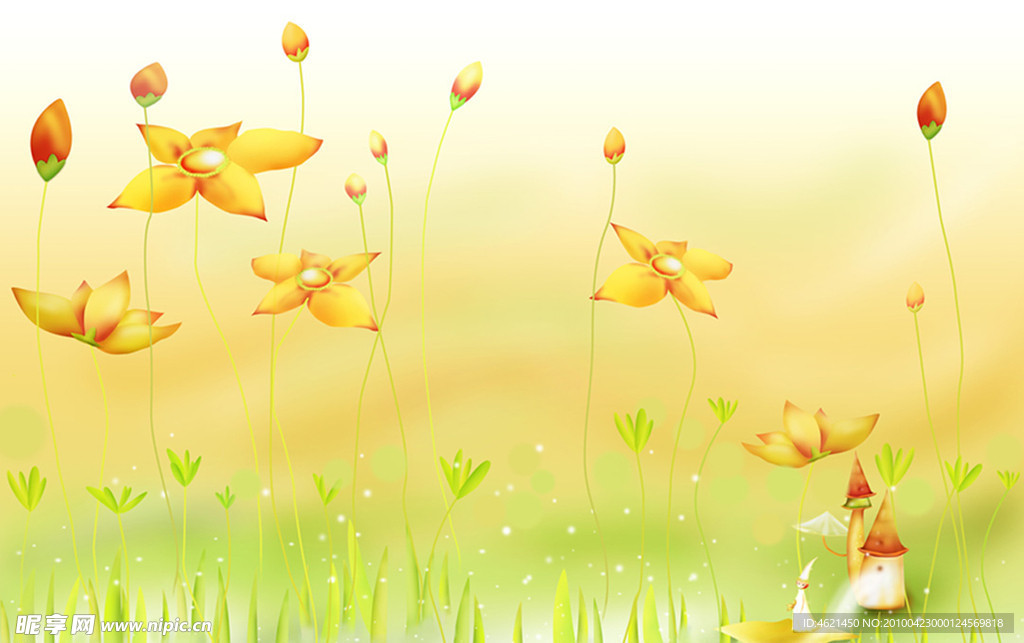 卡通 小精灵 插画 无框画 移门