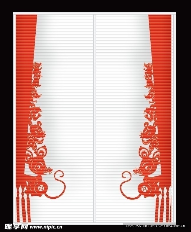 红色花纹 移门