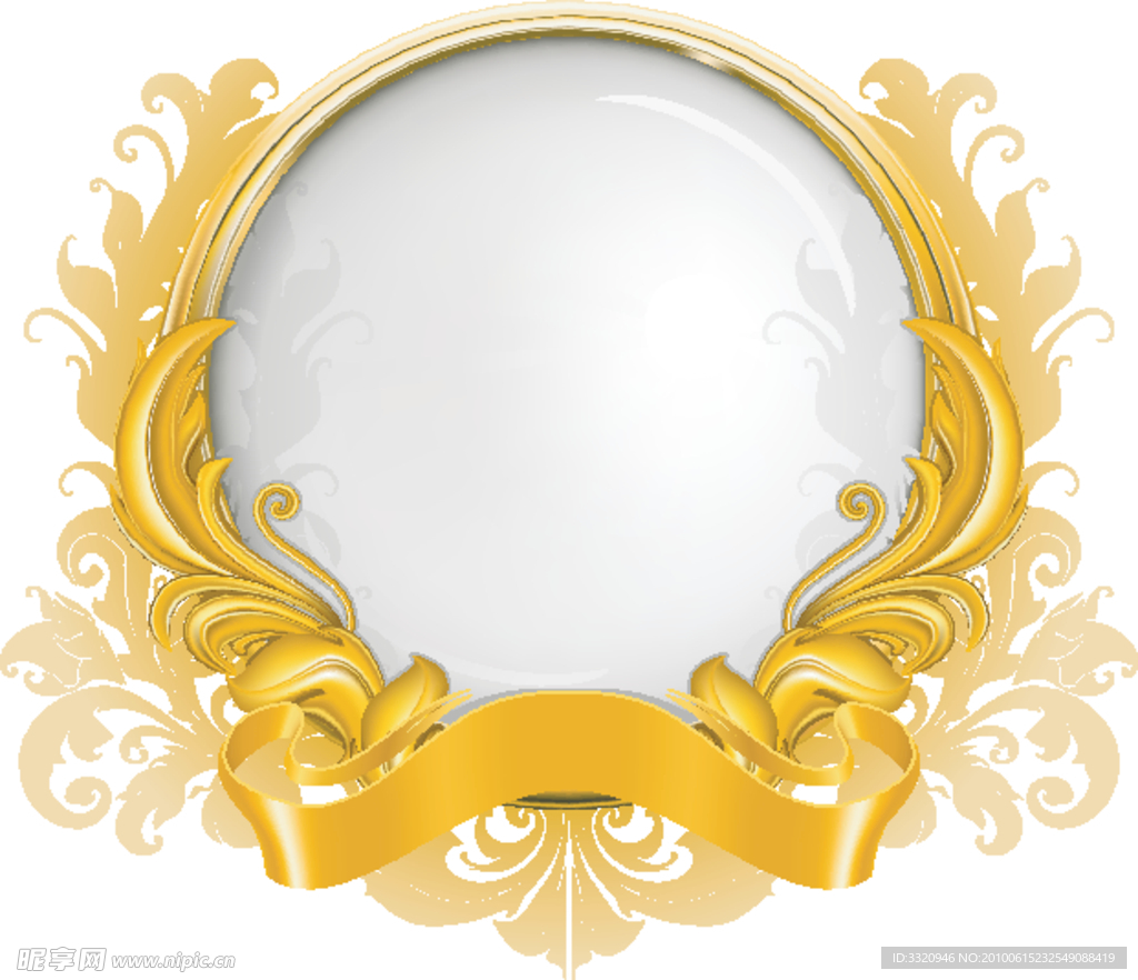 金色花纹丝带图形