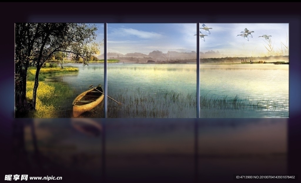 美丽风光风景无框画分层图