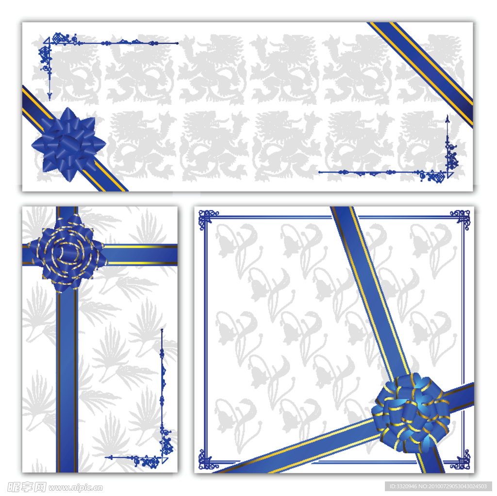 花朵丝带卡片矢量素材