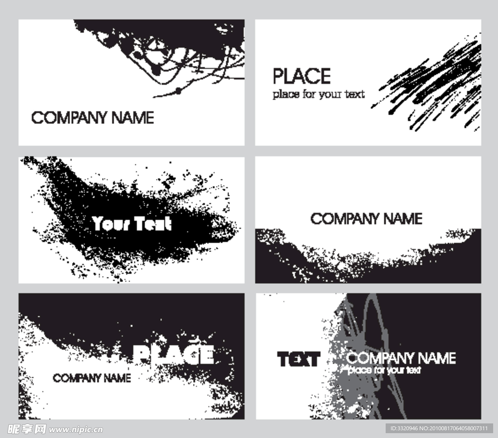 时尚黑白名片矢量素材