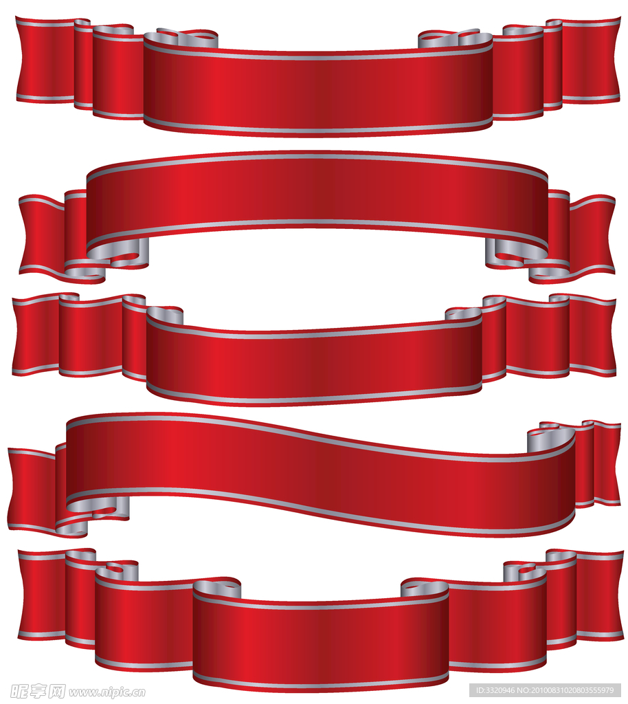 红色丝带矢量素材