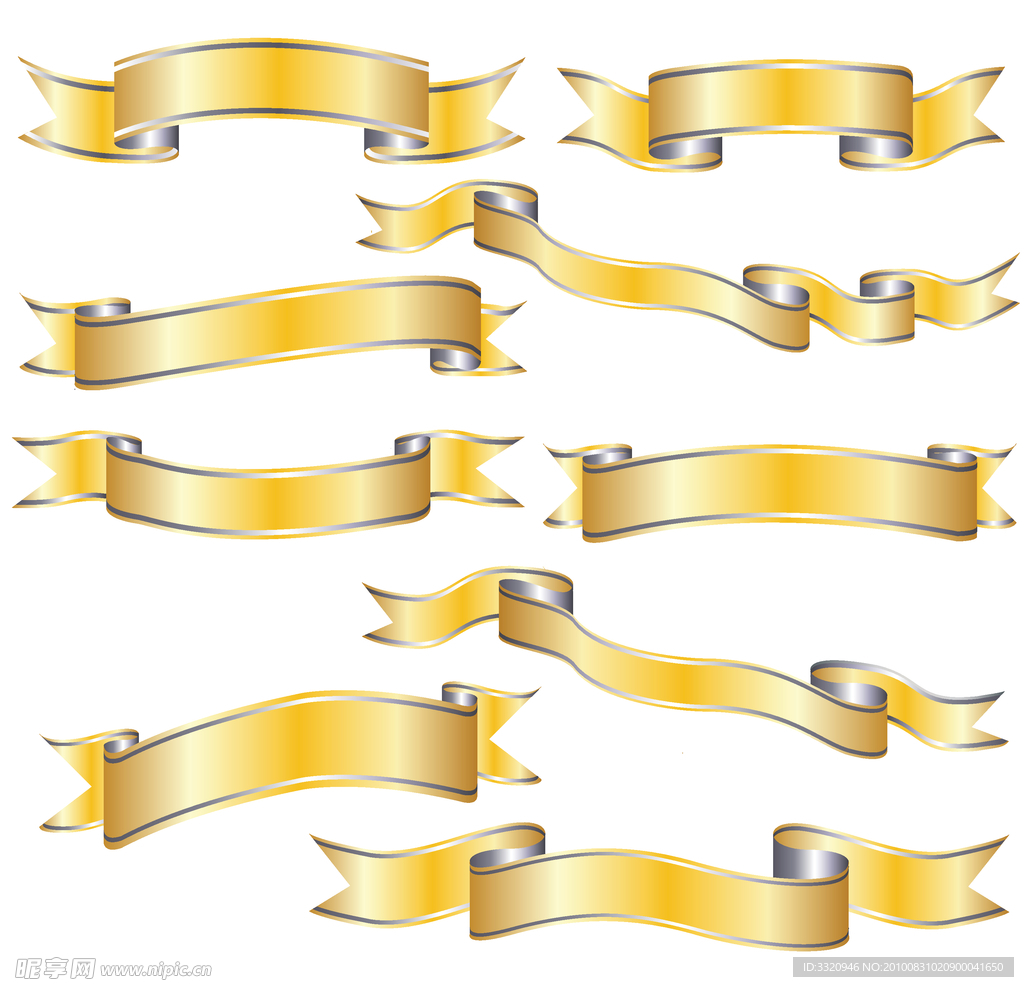 金色丝带矢量素材