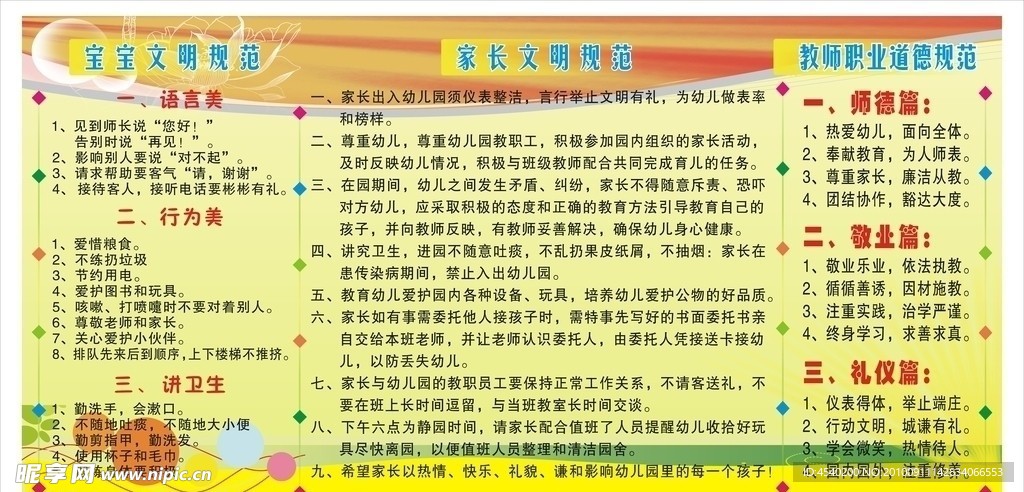 幼儿园老师职业 道德宣传栏